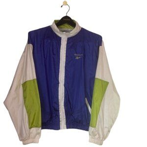 Vintage 90’s Reebok Windbreaker Mens XL Jacket Green Purple White Color Block